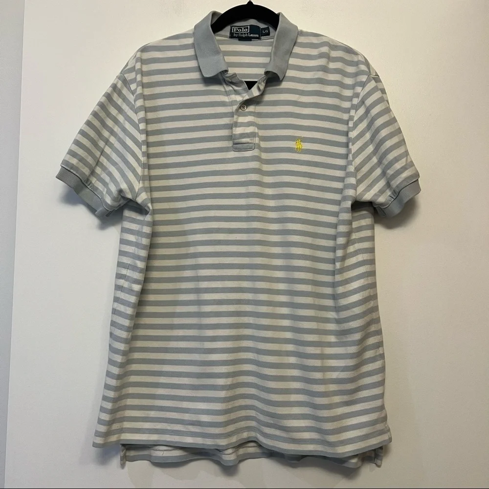 Polo Ralph Lauren Light Blue & White Striped Polo Shirt